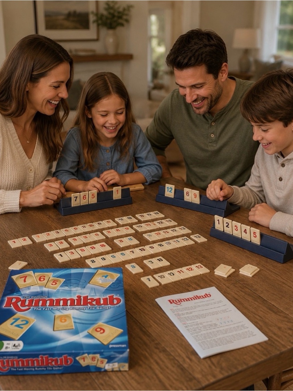 Rummikub Tile Game Set Weighted Tiles with Red, Black, Blue, & Orange #s